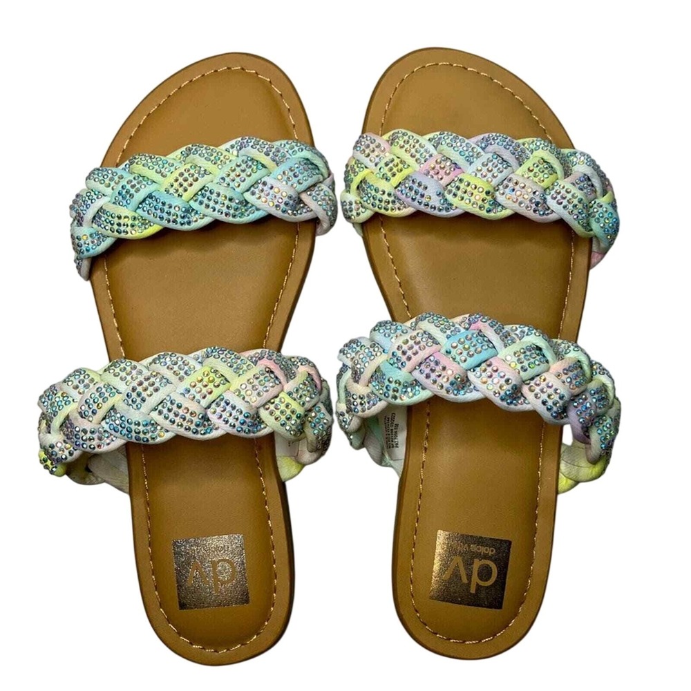 DV Dolce Vita Cristal girls Easter Flip-Flop tie dye dress shoes sparkle slip on